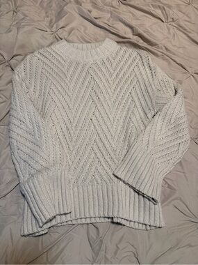Womens Cream Cable Knit Crewneck Sweater